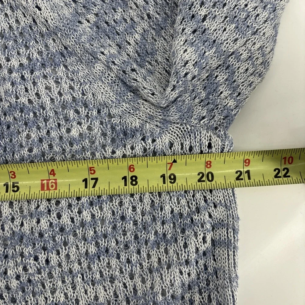 Sigrid Olsen Hooded Open Knit Cardigan Large Blue Linen Blend Beach‎ Resort